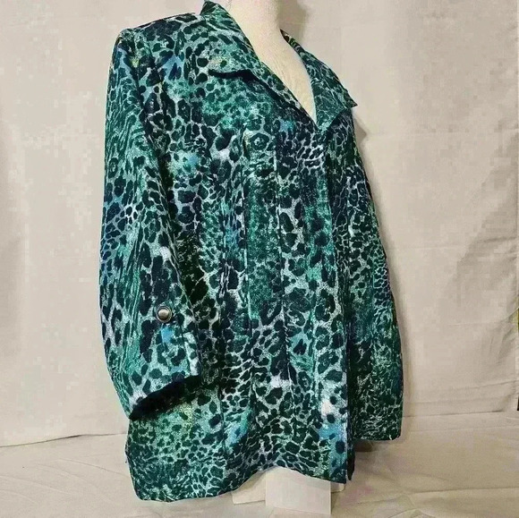 Added Dimensions Womens Top Blazer Colorful Animal Print NWT 2X - Picture 2 of 10